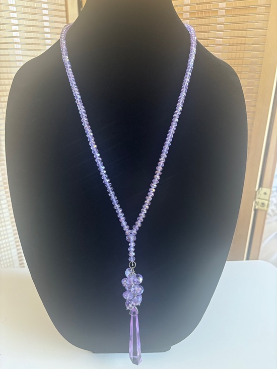 Jewelry - Lavender Crystal Pendant Beaded Necklace - Women Jewelry